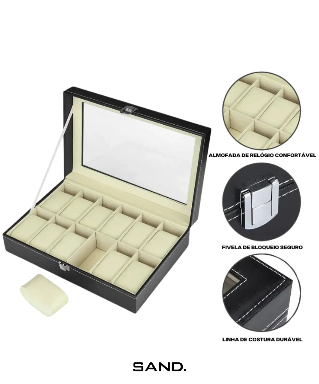 Porta-Relógio-12-Slots-Sand