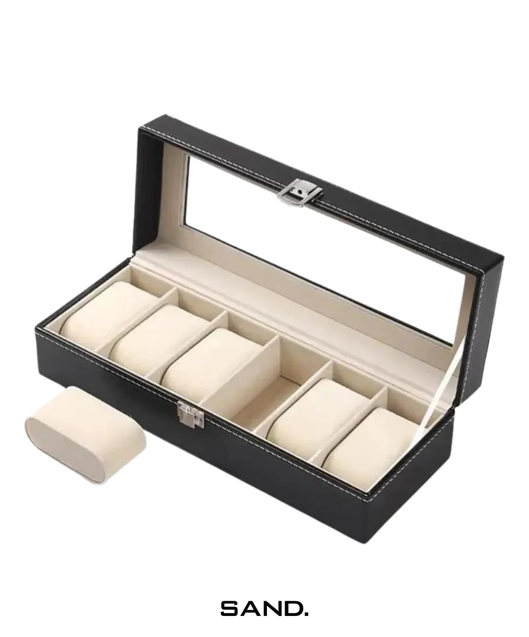 Porta-Relógio-Box-6-Slots-Sand
