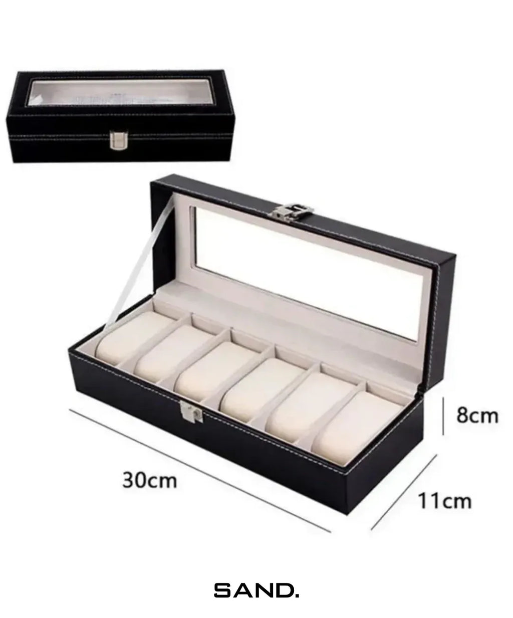 Porta-Relógio-Box-6-Slots-Sand